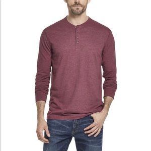 American Threads Mens Cabernet Hthr Long Sleeve Regular Fit Henley Shirt